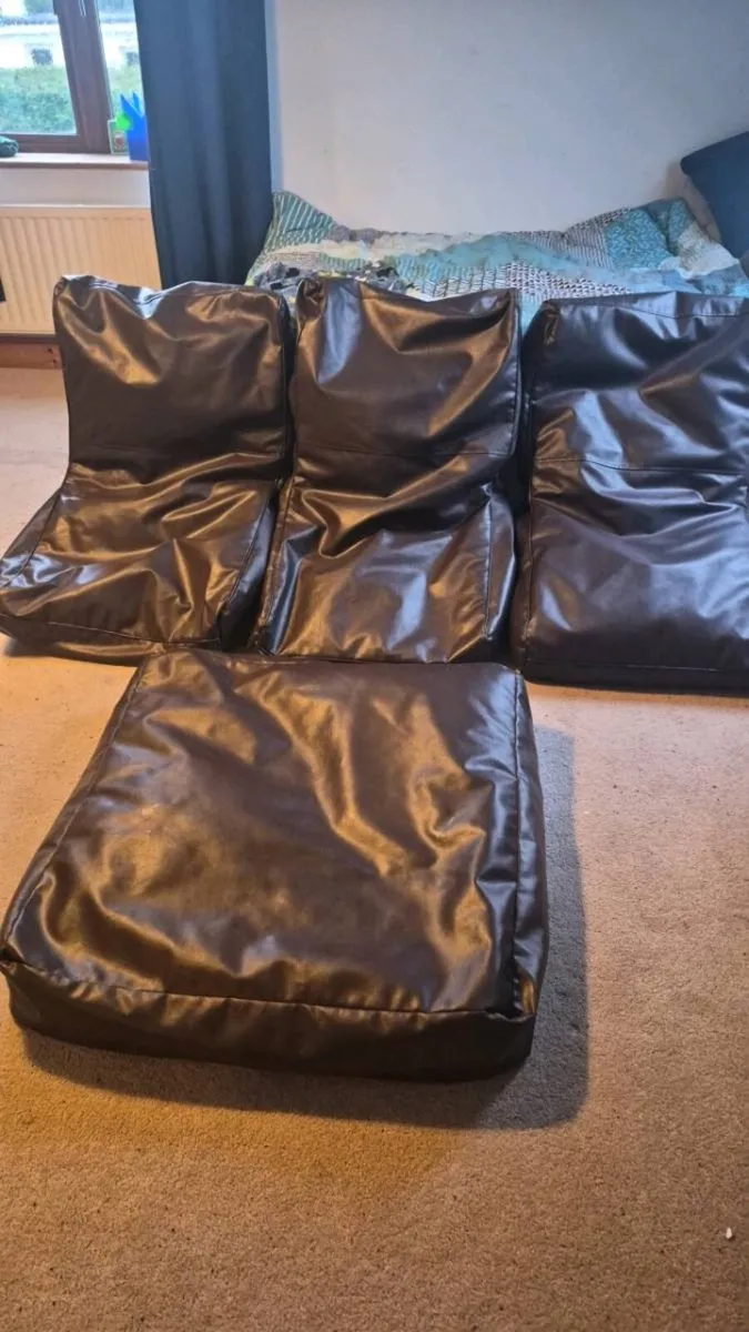 Brown leather beanbag seats/couch - Image 1