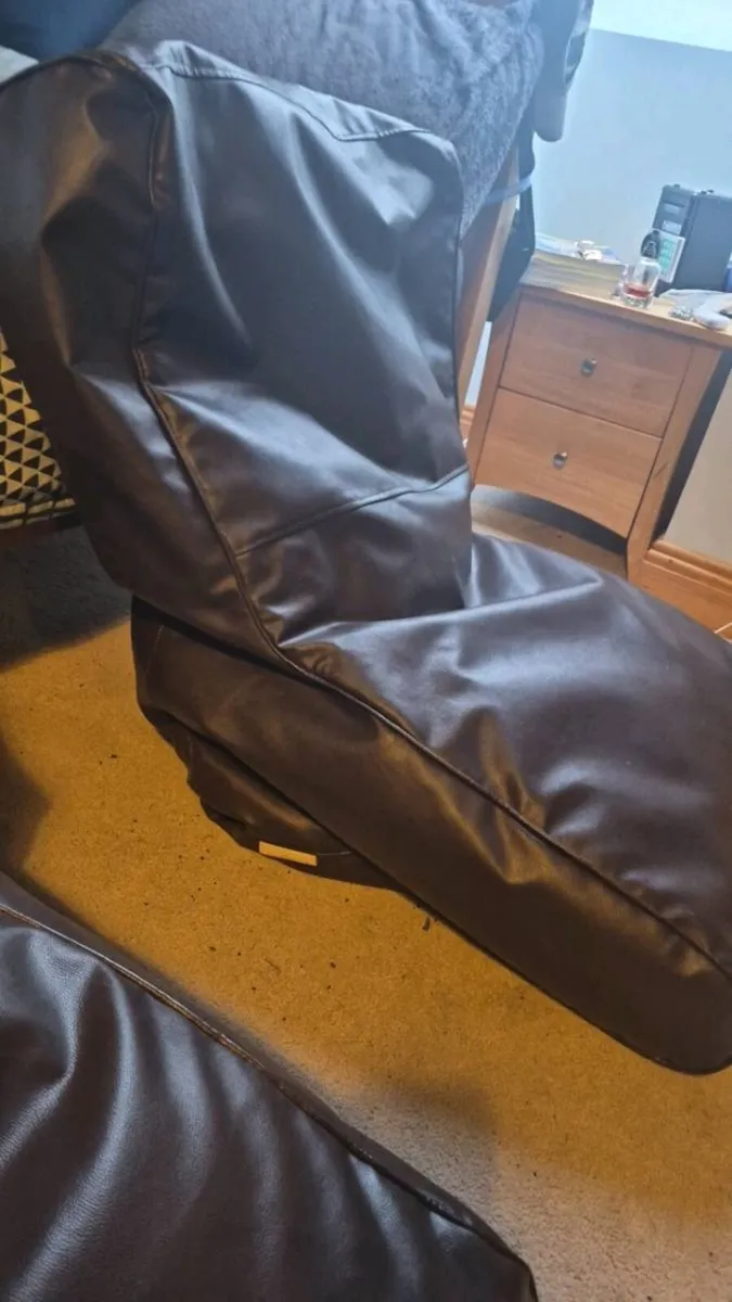 Brown leather beanbag seats/couch - Image 4