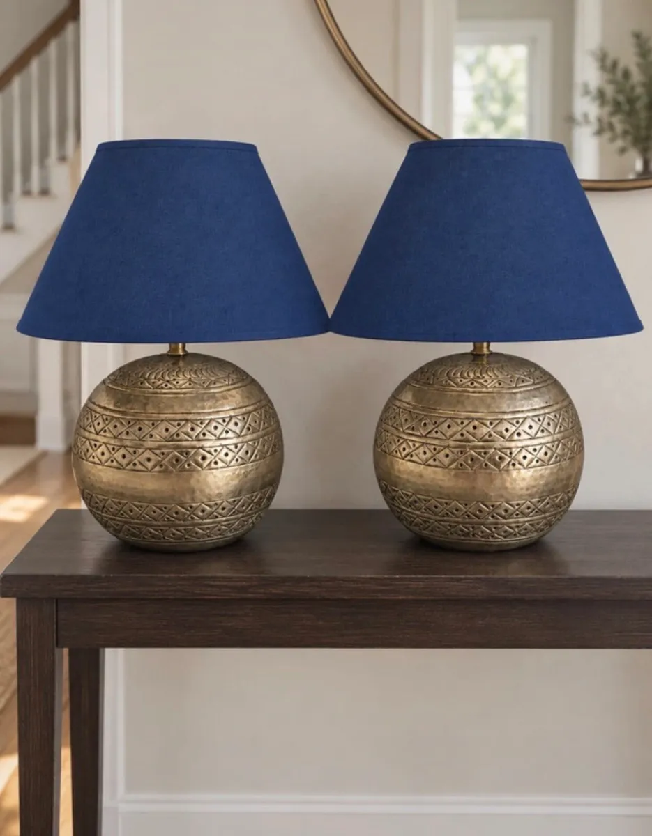 Vintage Brass Lamps & Shades - Image 1