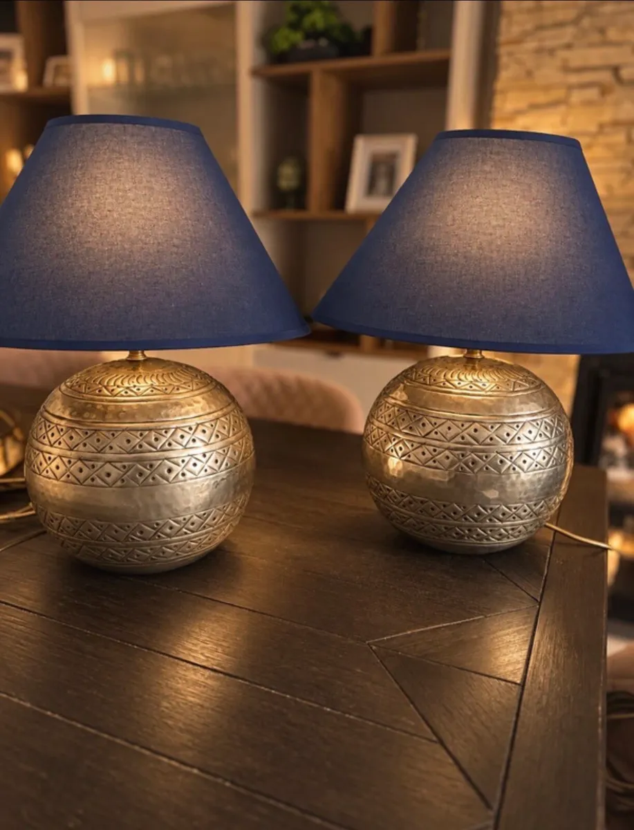 Vintage Brass Lamps & Shades - Image 2