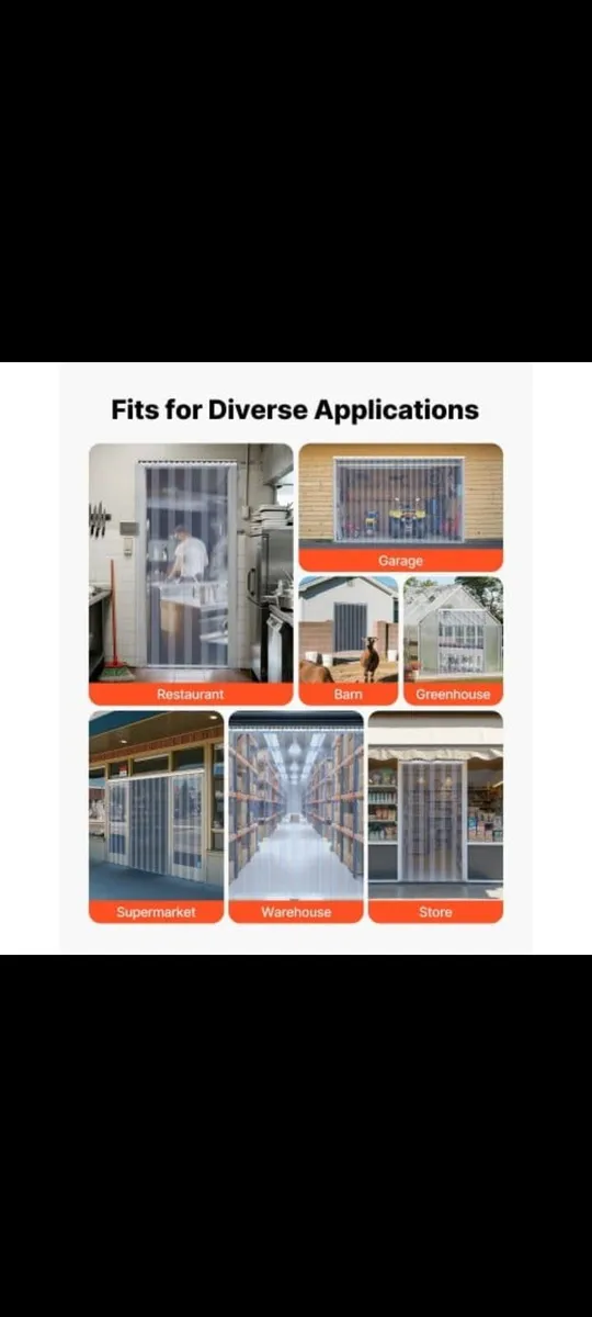 Clear PVC Strip Curtain, 2.4 m Height x 2.4 m Widt - Image 3