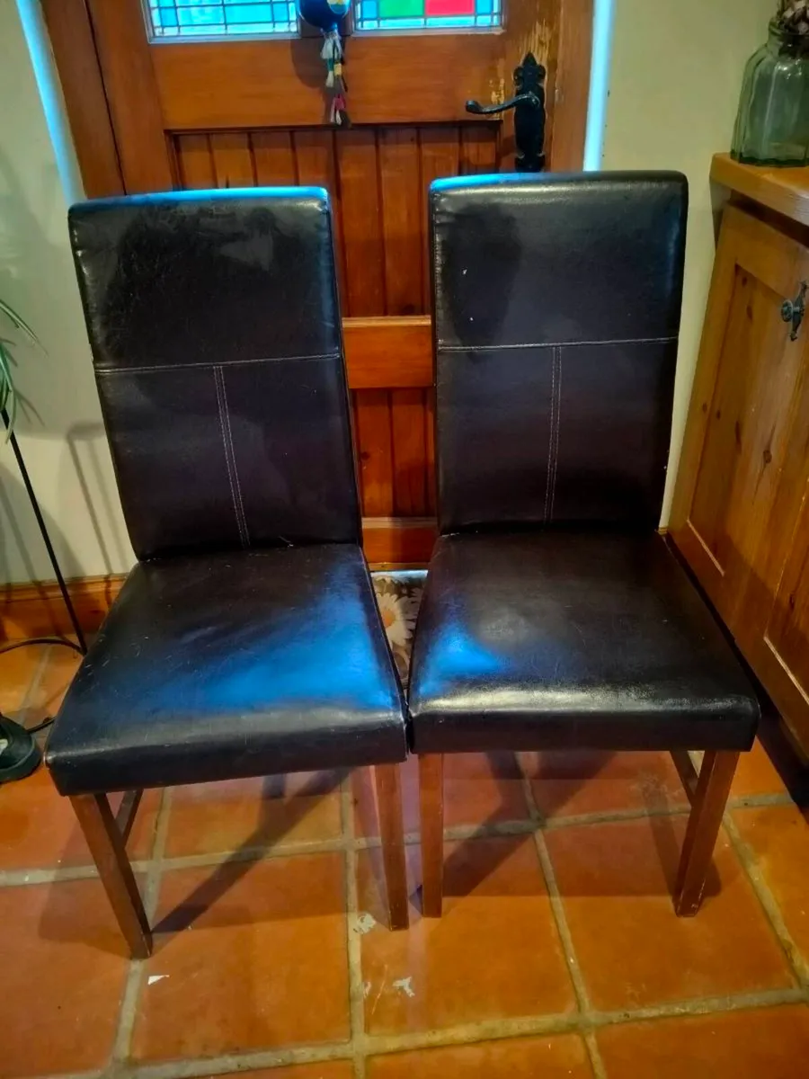 2 black leatherette chairs. - Image 1