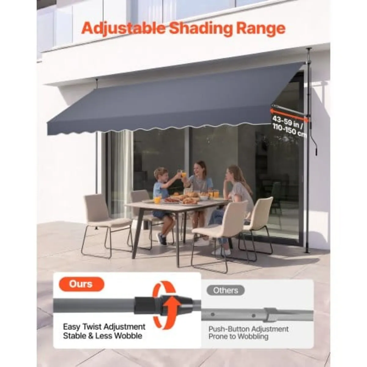 Manual Retractable Awning, 400 cm Outdoor Retracta - Image 4