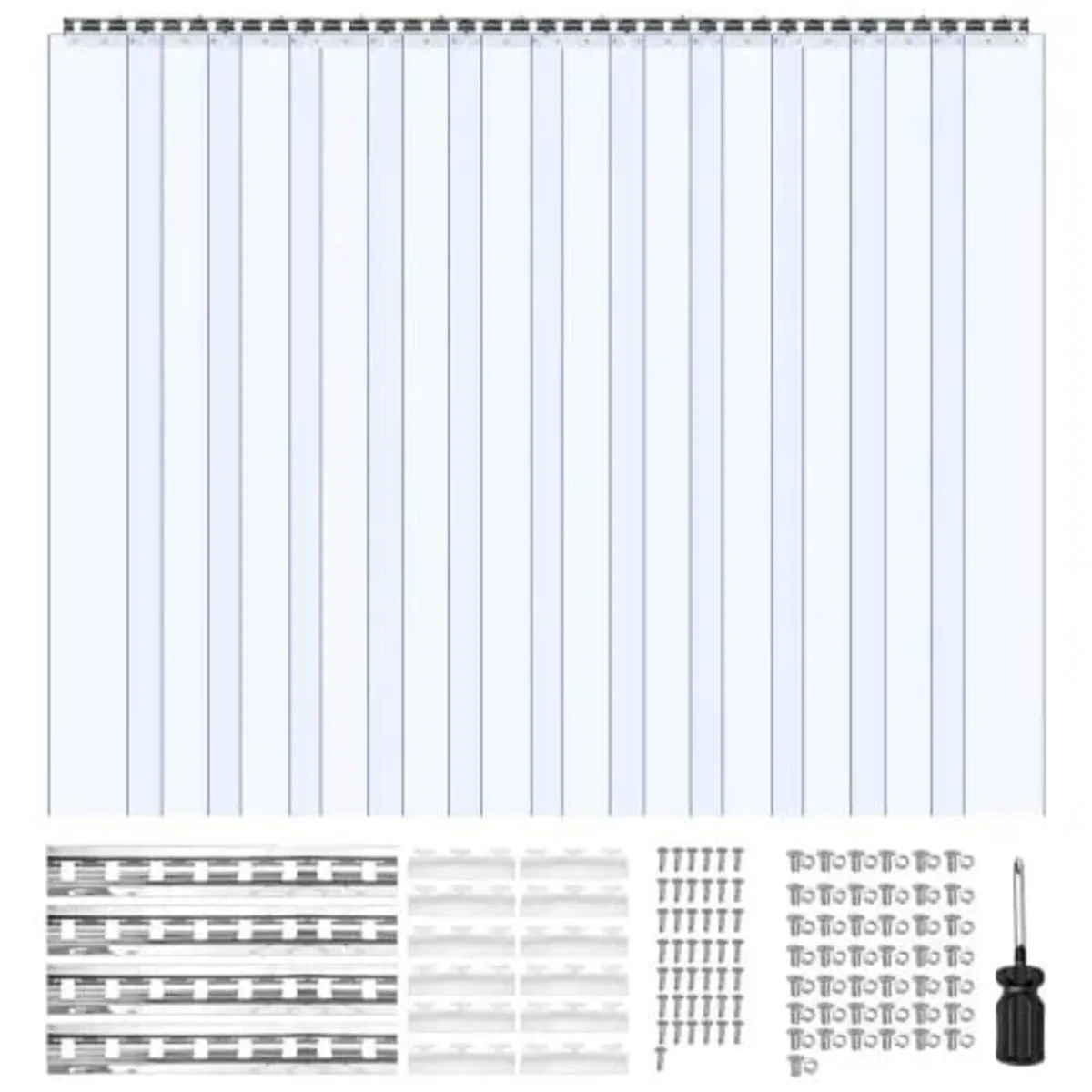 Clear PVC Strip Curtain, 2.4 m Height x 2.1 m Widt - Image 1