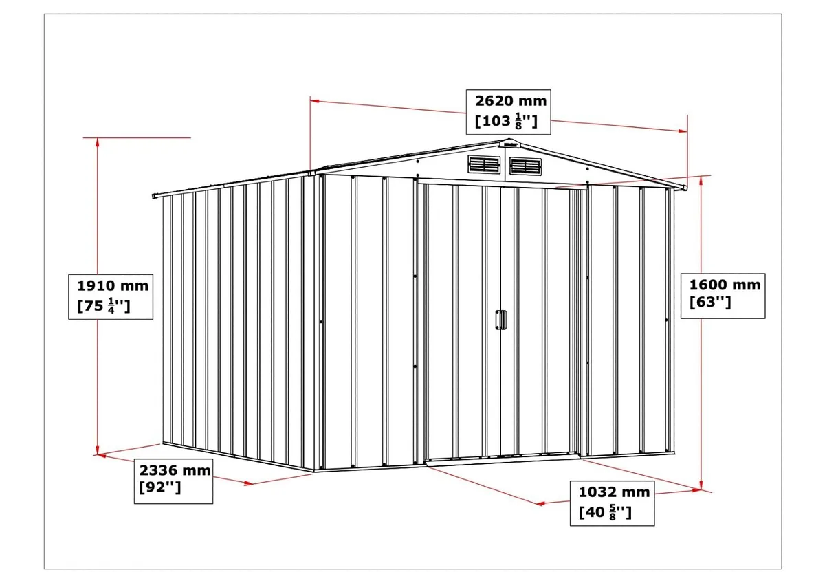 🏠 8x8 ECO STEEL GARDEN SHED – ANTHRACITE GREY - Image 3