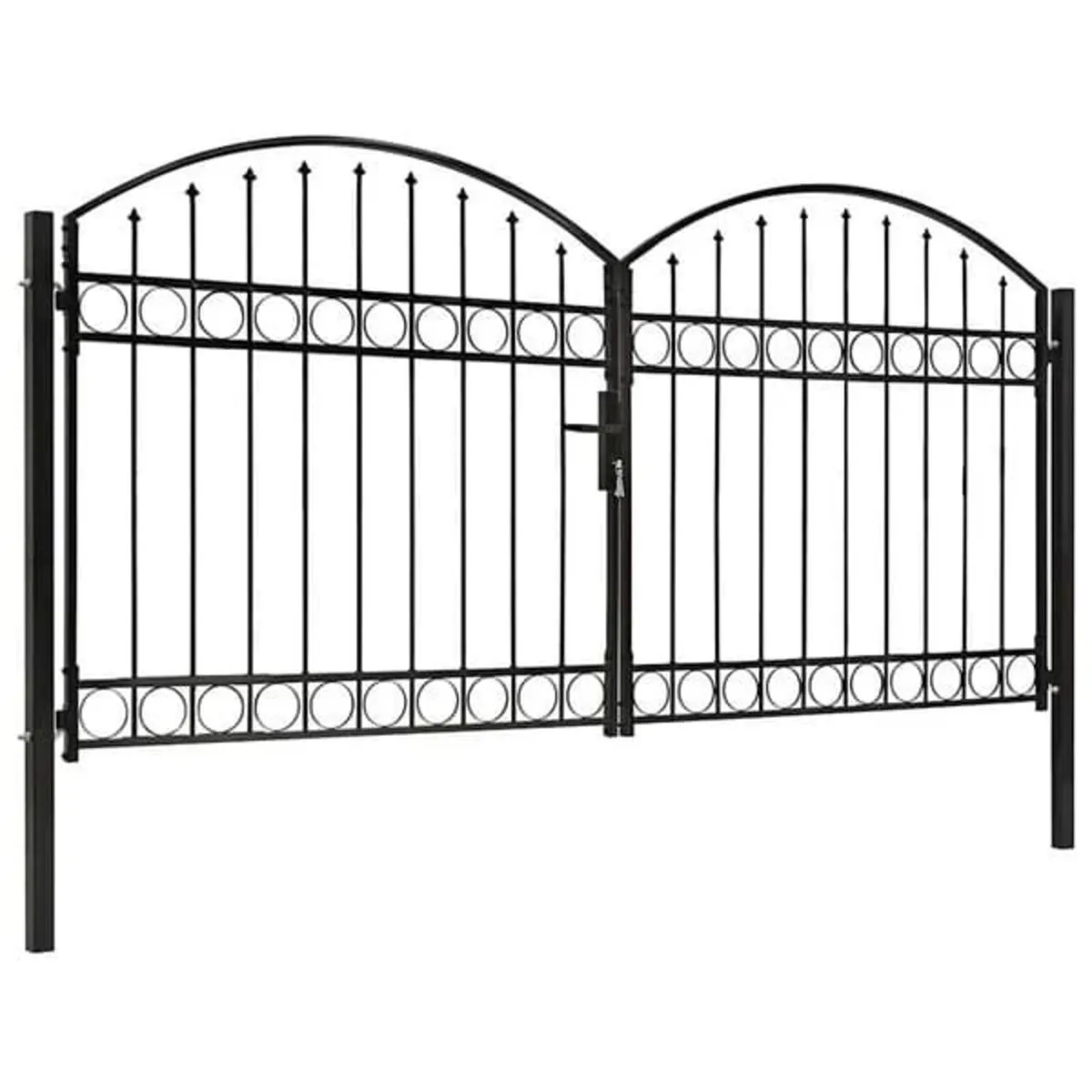 Fence Gate "ASSEN" Double Door with Arched Top Ste - Image 1