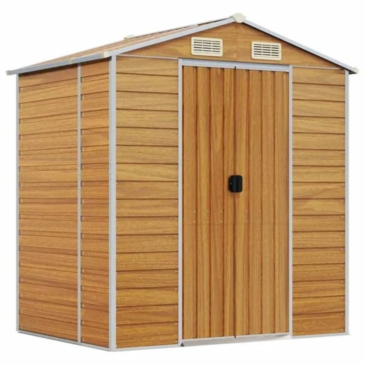Garden Shed Light Brown 191x130x198 cm Galvanised - Image 2