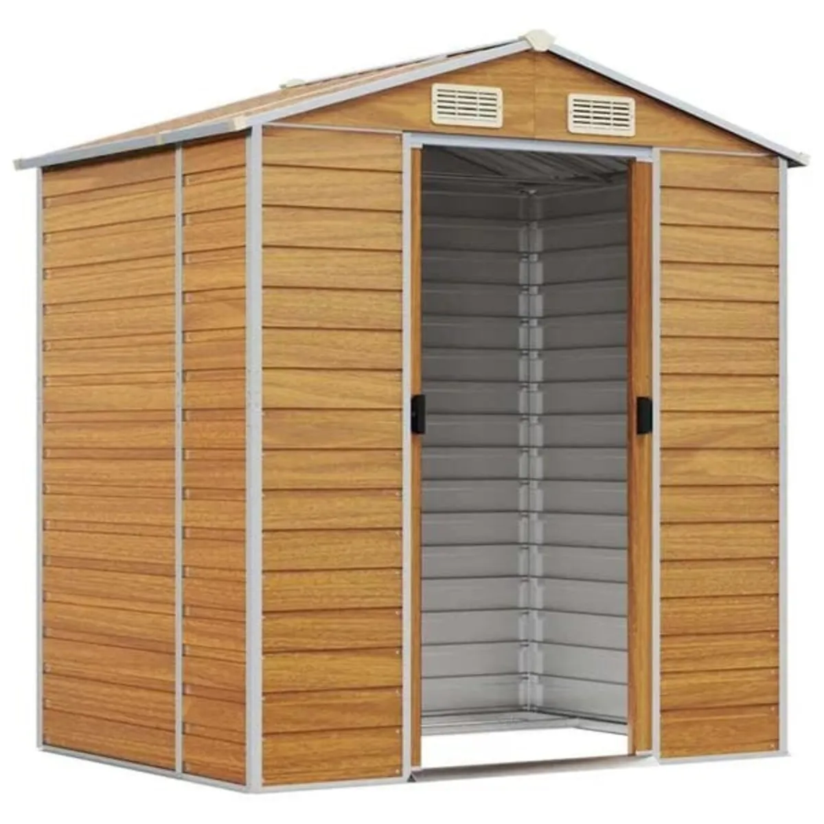 Garden Shed Light Brown 191x130x198 cm Galvanised - Image 3