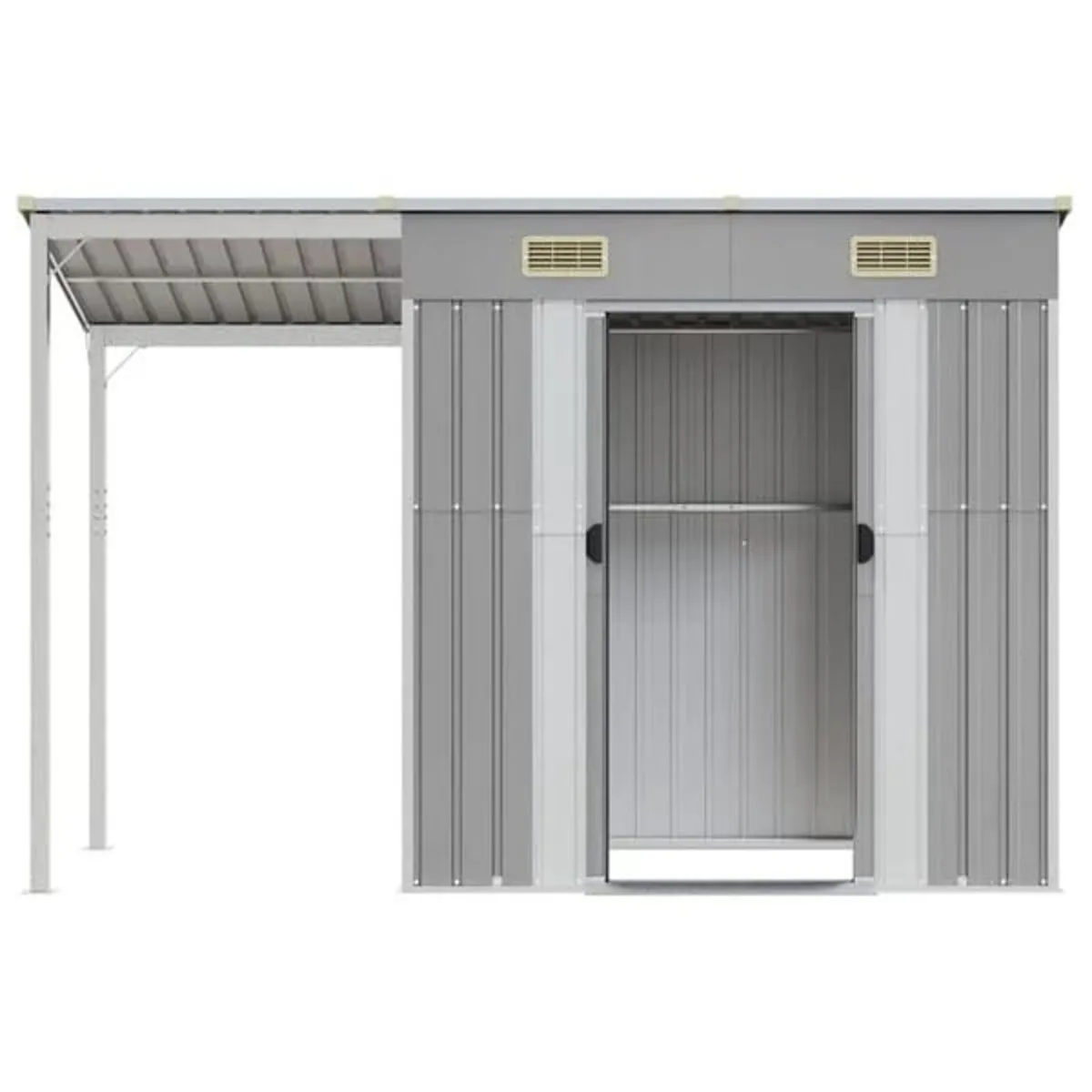 Garden Shed with Extended Roof Light Grey 277x107x - Image 3