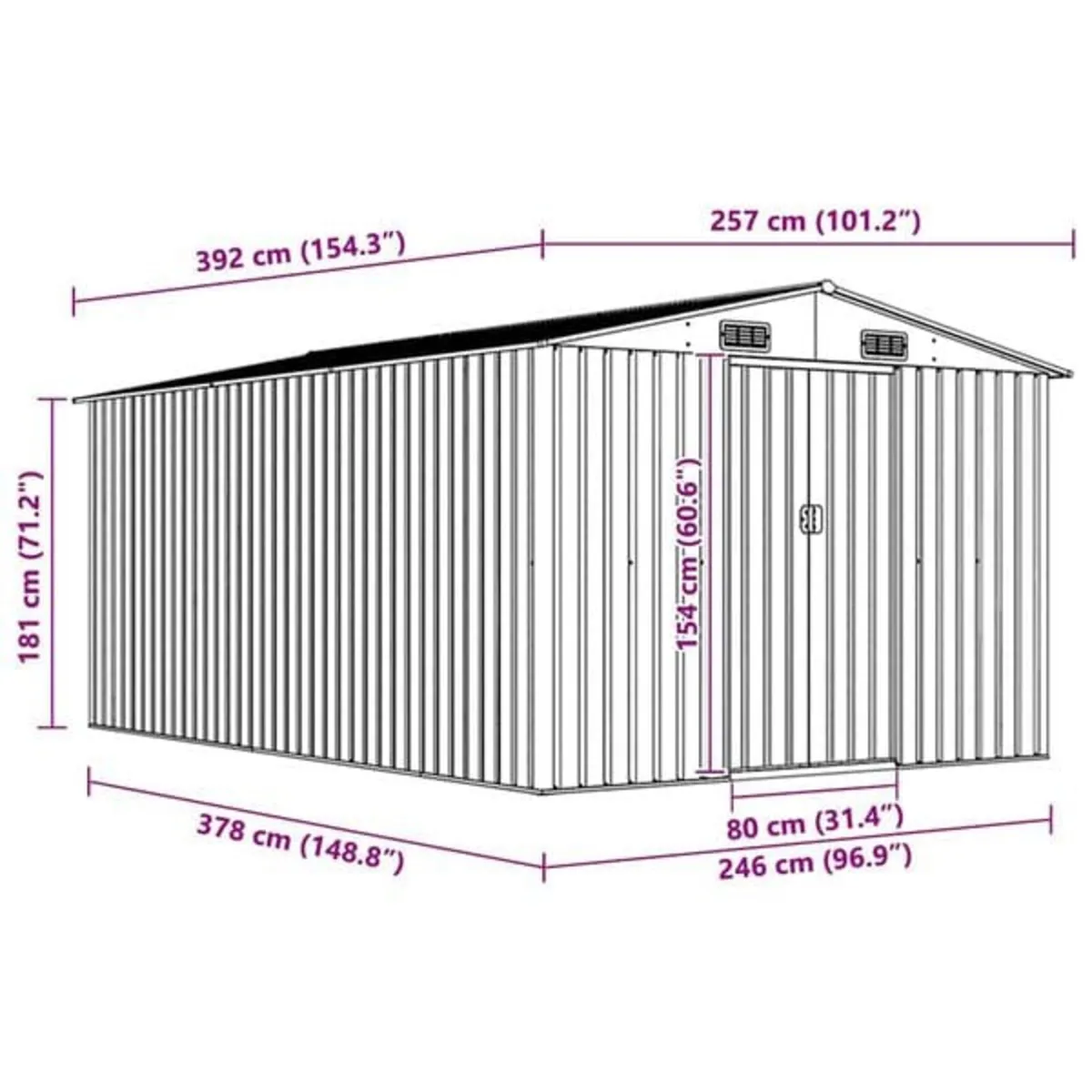 Garden Shed 257x392x181 cm Metal Grey

Description - Image 3