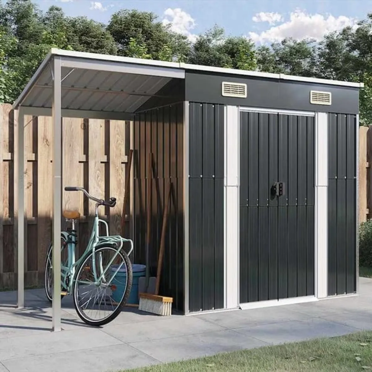 Garden Shed with Extended Roof Anthracite 277x107x - Image 3