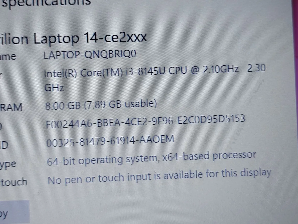 HP Pavilion Laptop,  8GB Ram, 256GB SSD, Win 10 - Image 3