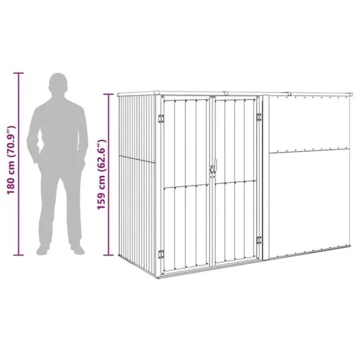 Garden Tool Shed Anthracite 225x89x161 cm Galvanis - Image 2