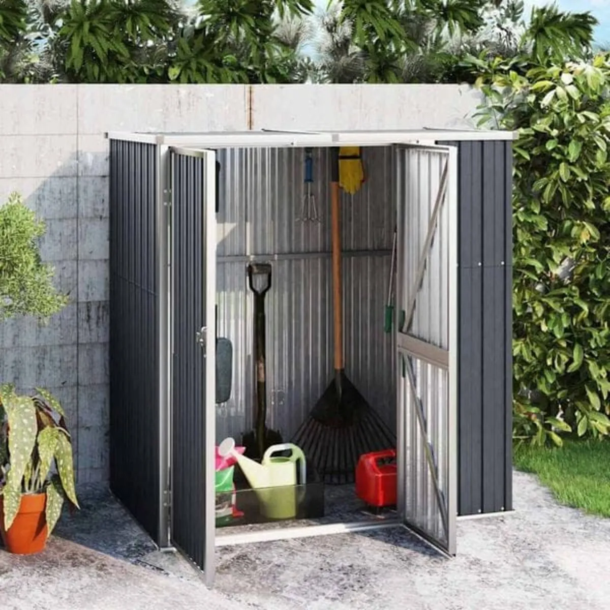 Garden Tool Shed Anthracite 161x89x161 cm Galvanis - Image 3