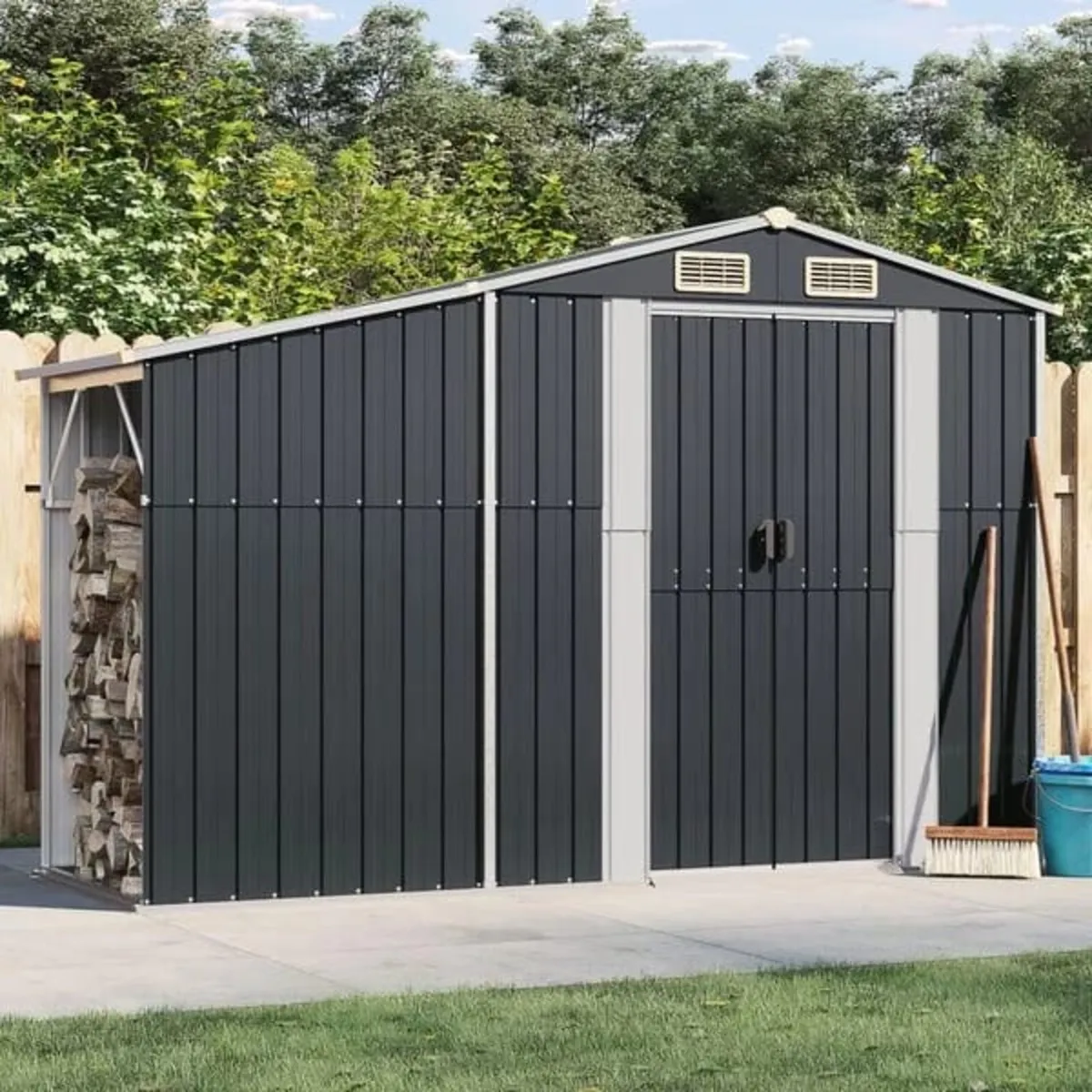 Garden Shed Anthracite 277x93x179 cm Galvanised St - Image 3