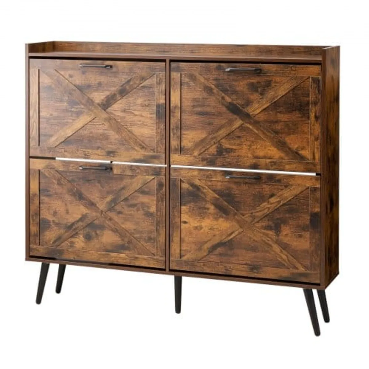 Shoe Cabinet with 4 Flip Drawers, Farmhouse Shoes - Image 1