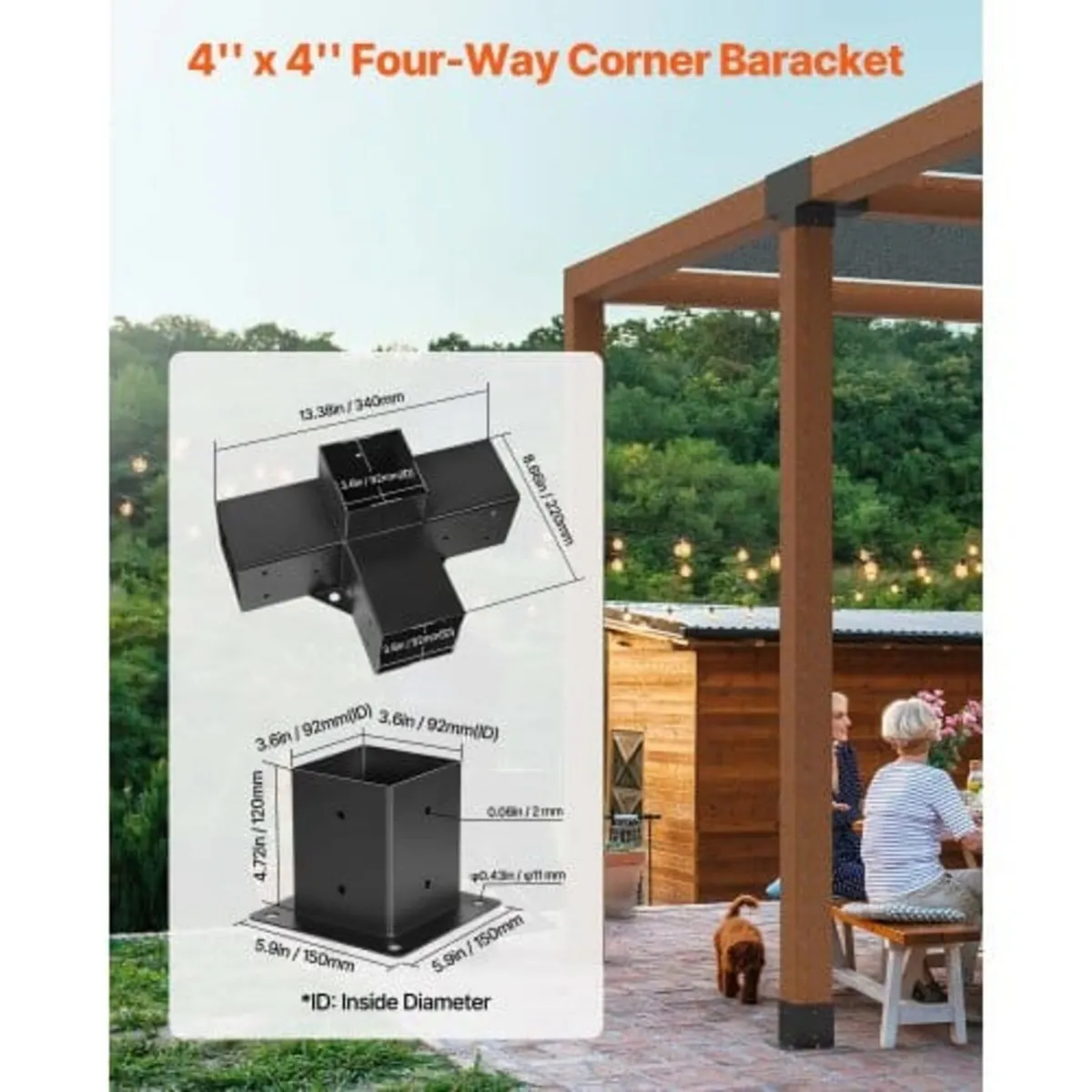 Pergola Bracket Kit, 4x4 Inch (Inner Size 3.5x3.5) - Image 3