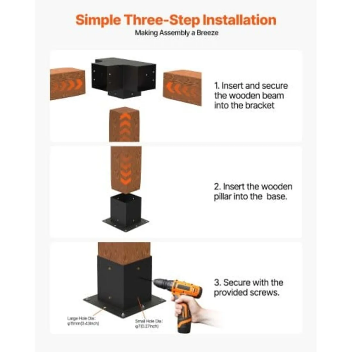 Pergola Bracket Kit, 4x4 Inch (Inner Size 3.5x3.5) - Image 4