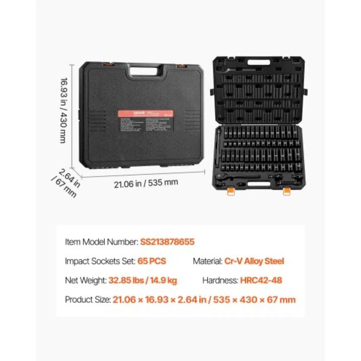 Impact Socket Set, 1/2" Drive, 65-Piece Socket Set - Image 4