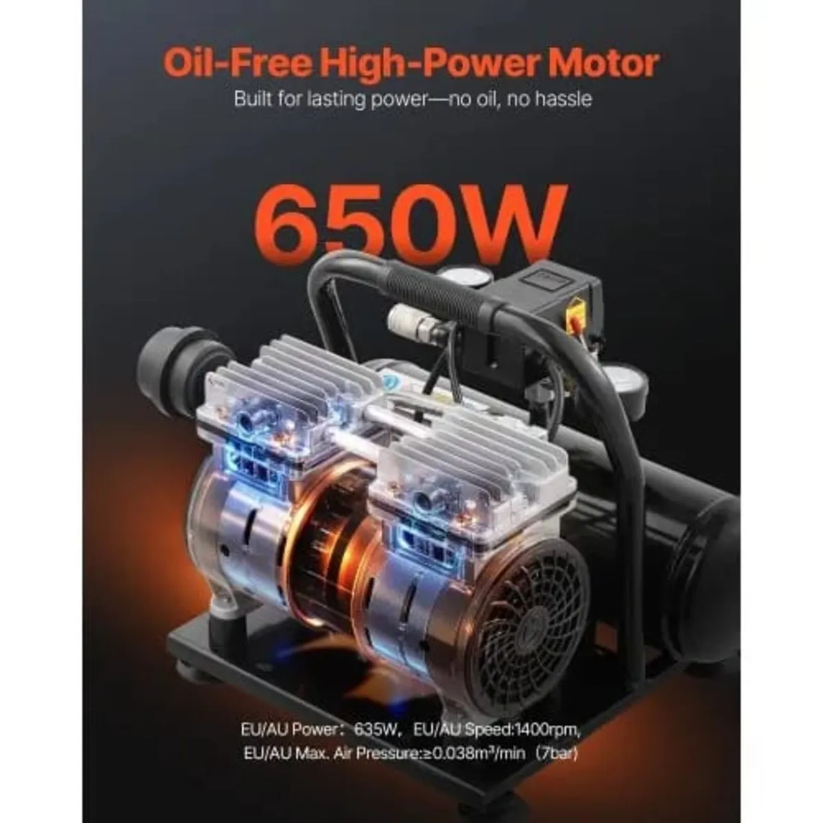 Air Compressor, 1 Gallon Steel Tank, 1HP 1.5 CFM 7 - Image 4