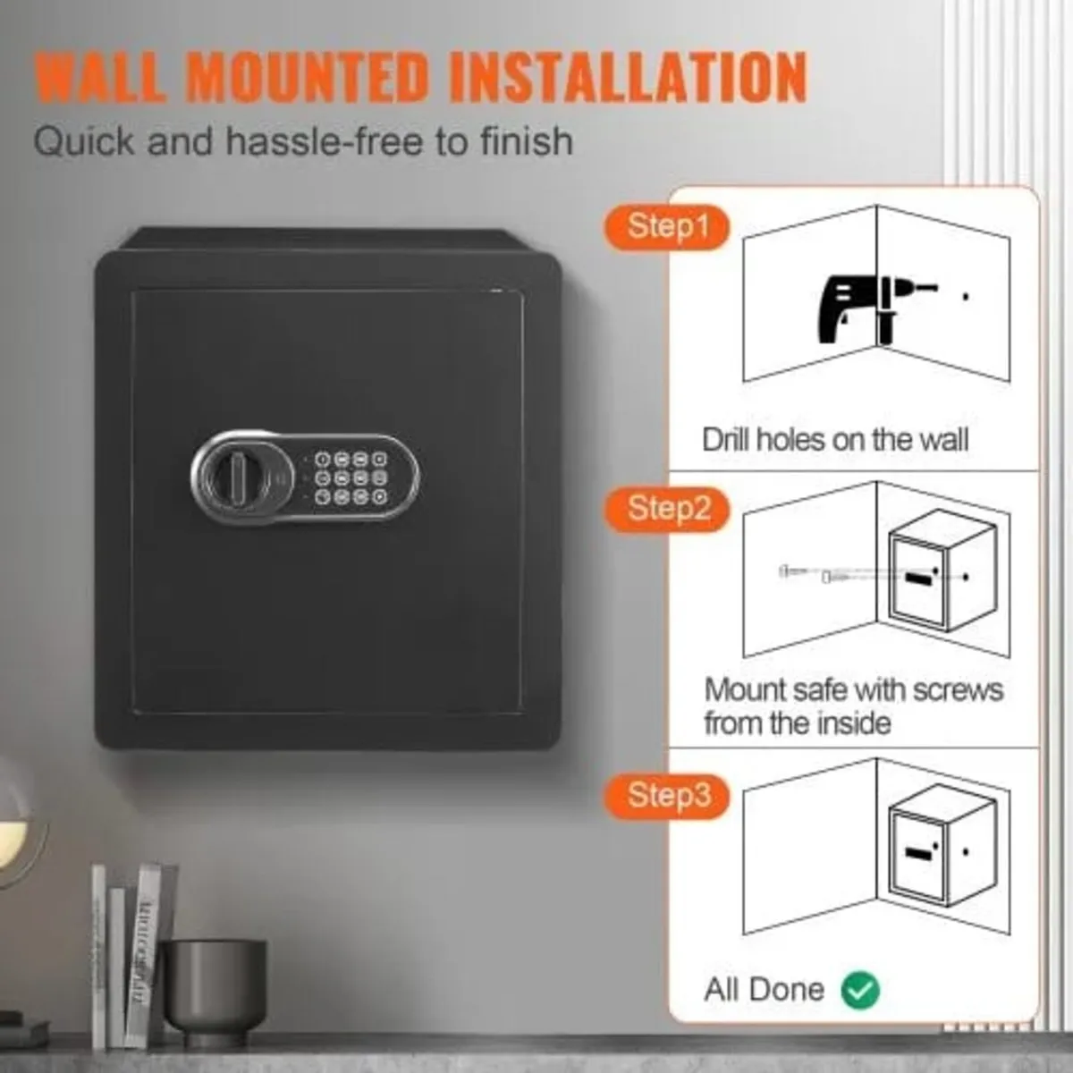 Safe, 51.0 L Home Safe, Steel Security Safe with D - Image 3