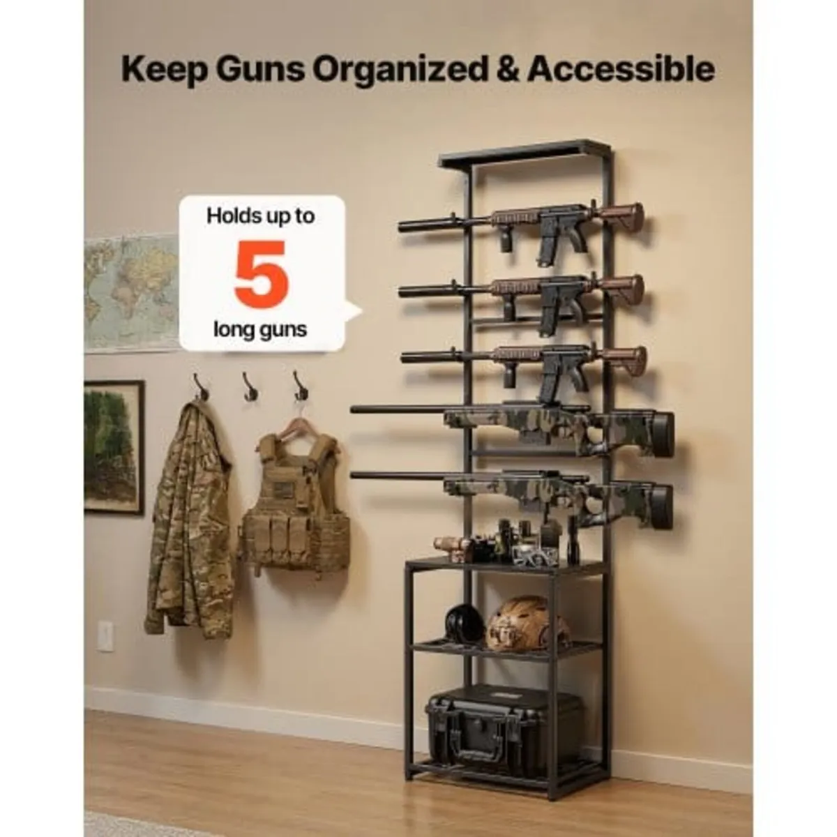 Gun Rack, Floor Standing, Indoor Rifle Shotgun Rac - Image 2