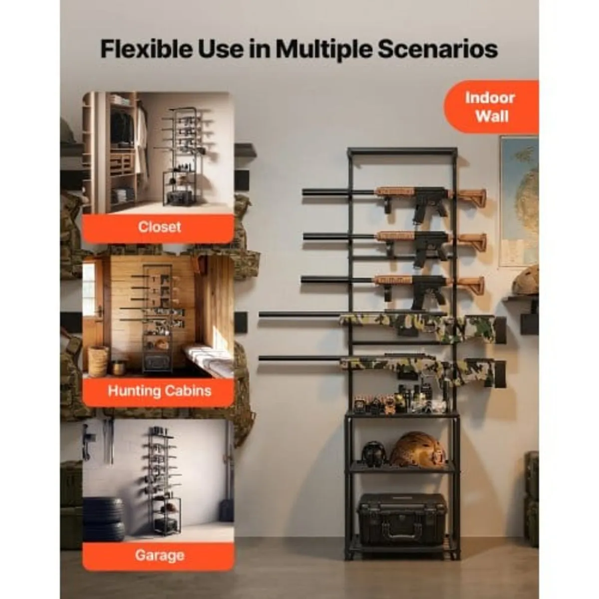 Gun Rack, Floor Standing, Indoor Rifle Shotgun Rac - Image 4
