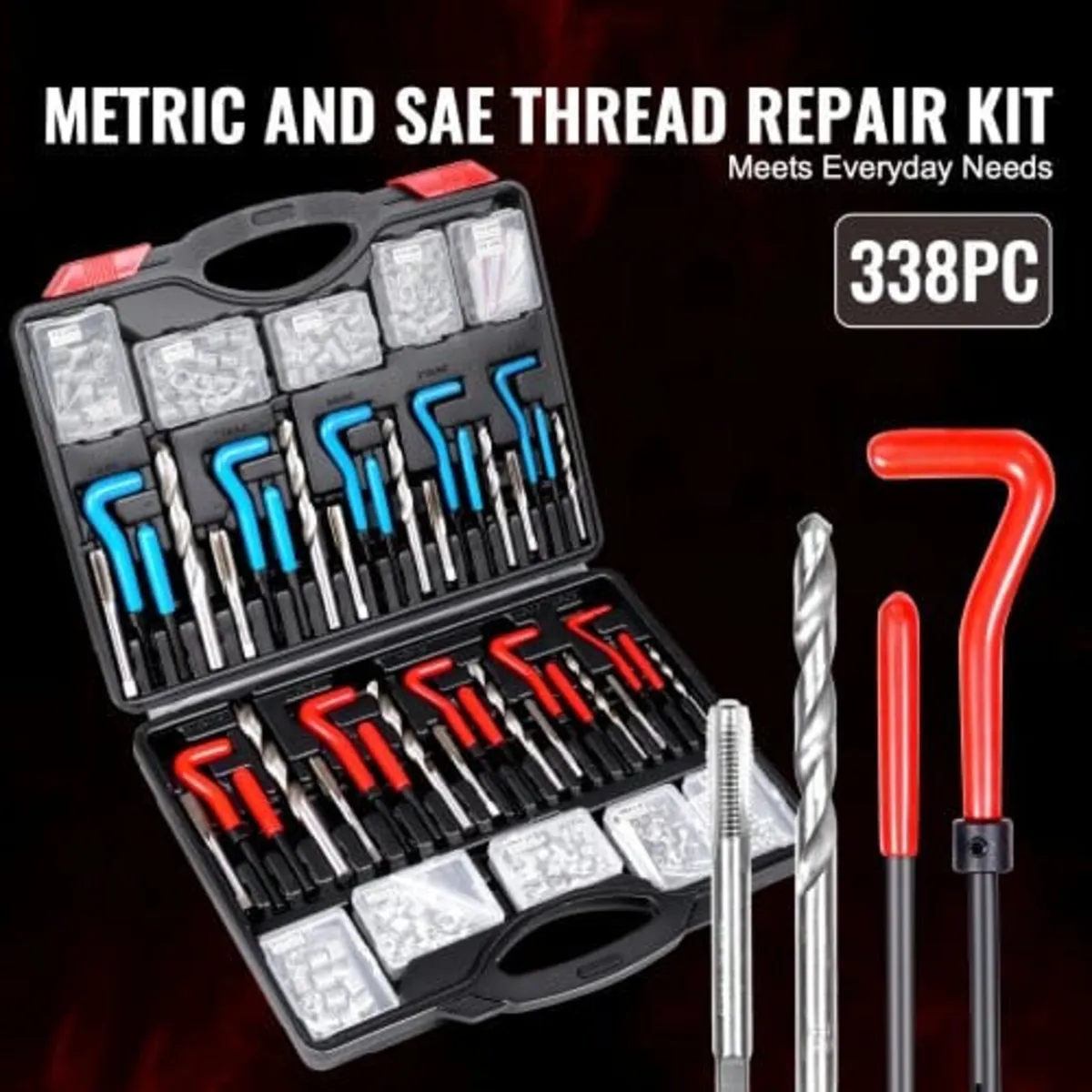 Helicoil Thread Repair Kit, 338-Piece SAE and Metr - Image 4