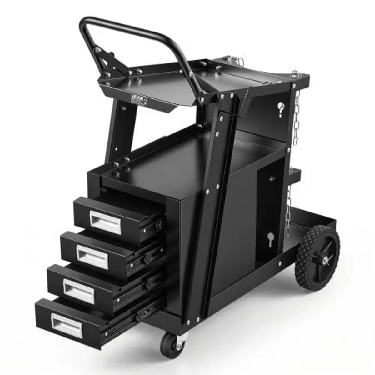 Welding Cart, 2-Tier 4 Drawers Welder Cart with 12 - Image 1