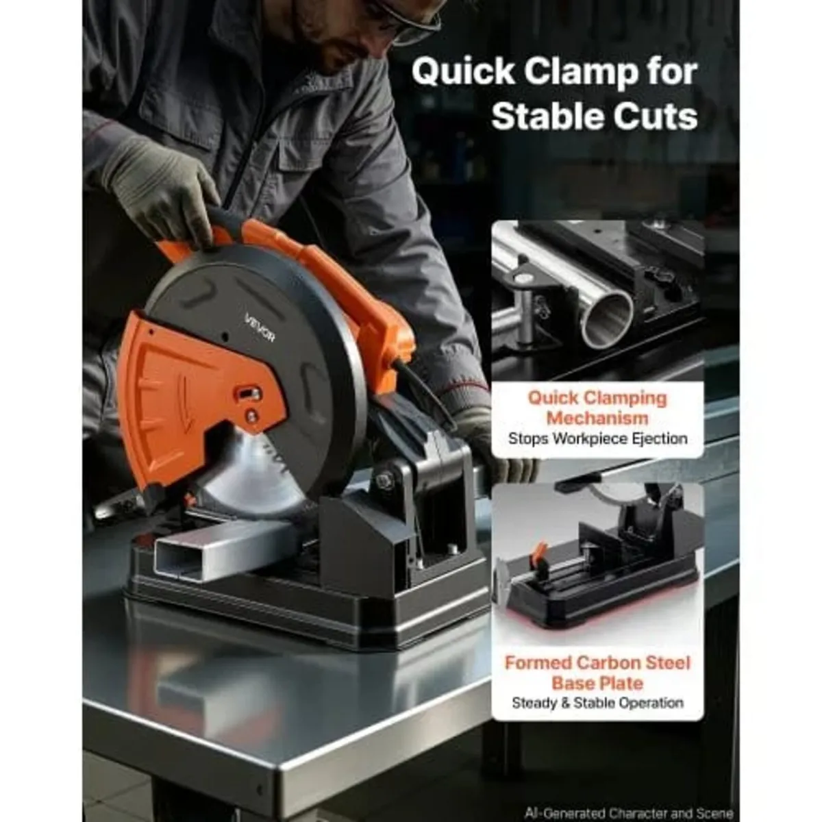Chop Saw 355 mm Cold Cut Blade 2800 W Powerful Mot - Image 2