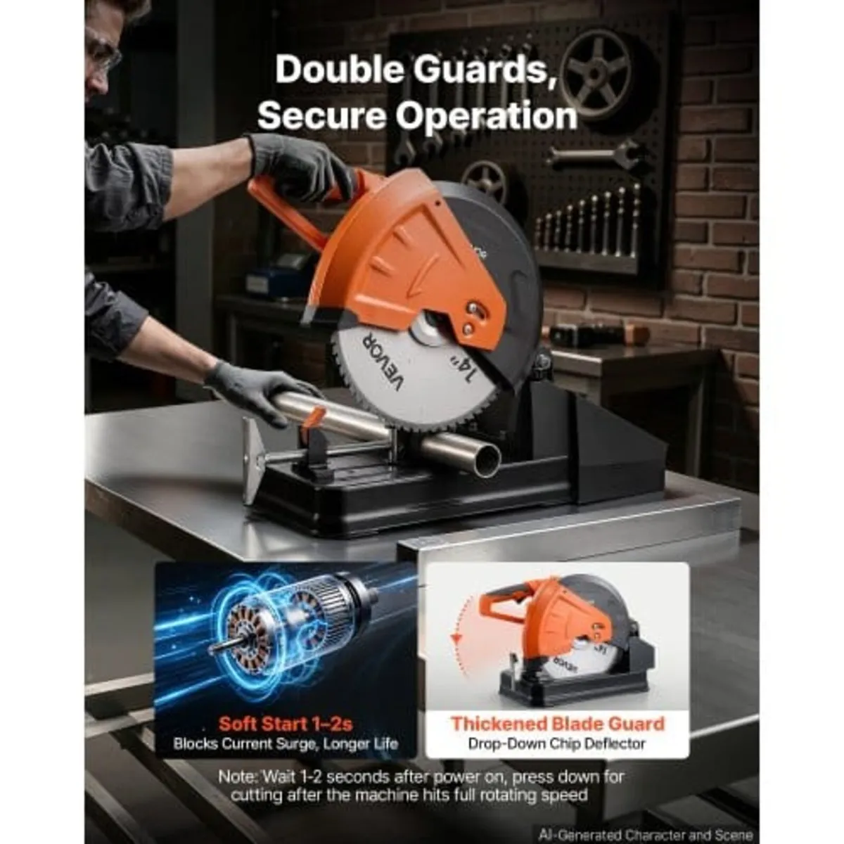 Chop Saw 355 mm Cold Cut Blade 2800 W Powerful Mot - Image 4