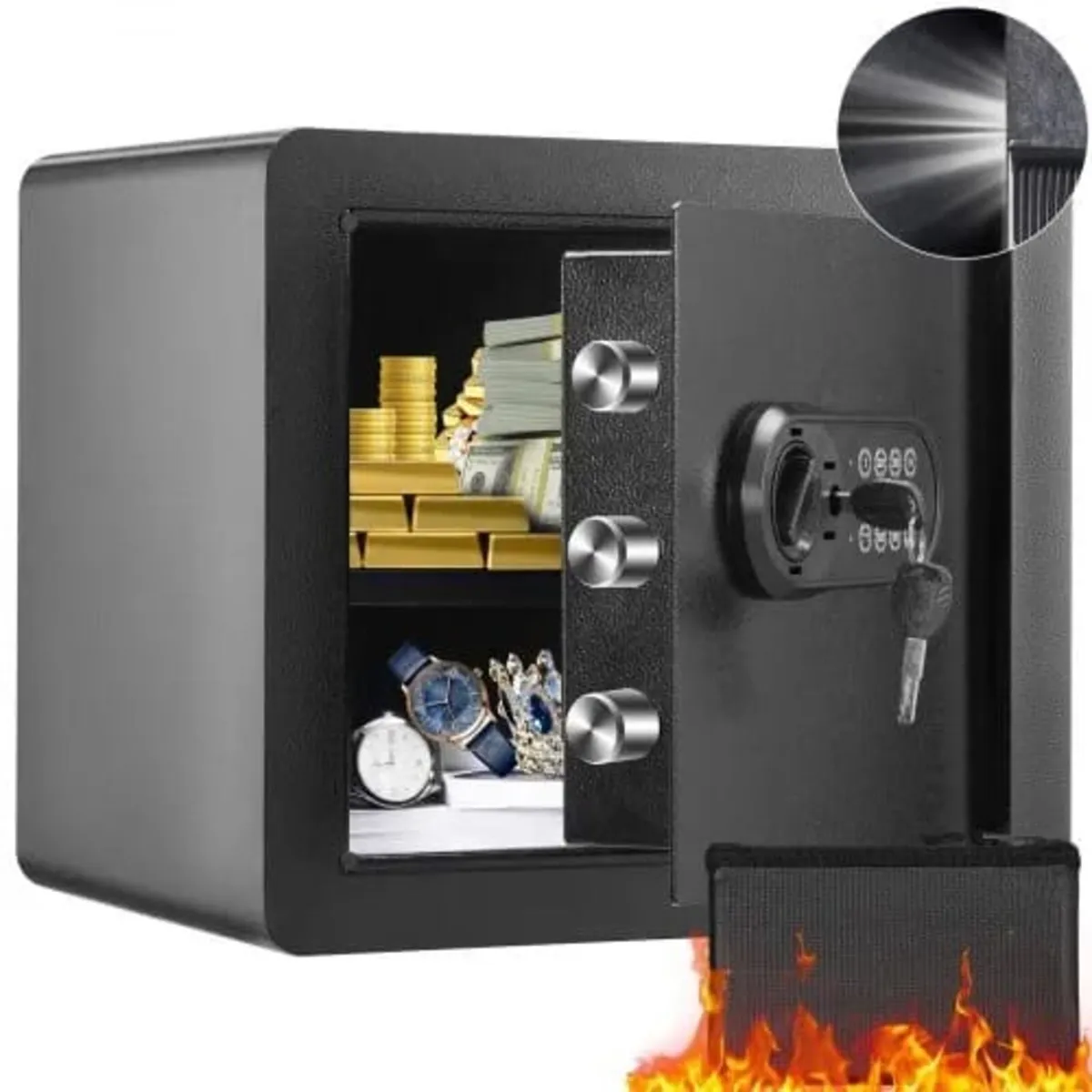 Safe, 33.9 L Home Safe, Steel Security Safe with D - Image 1