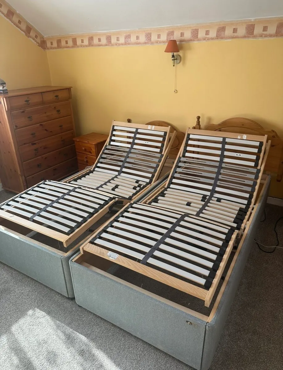 2 Adjustable Electric Bed Bases with Remotes - Image 1