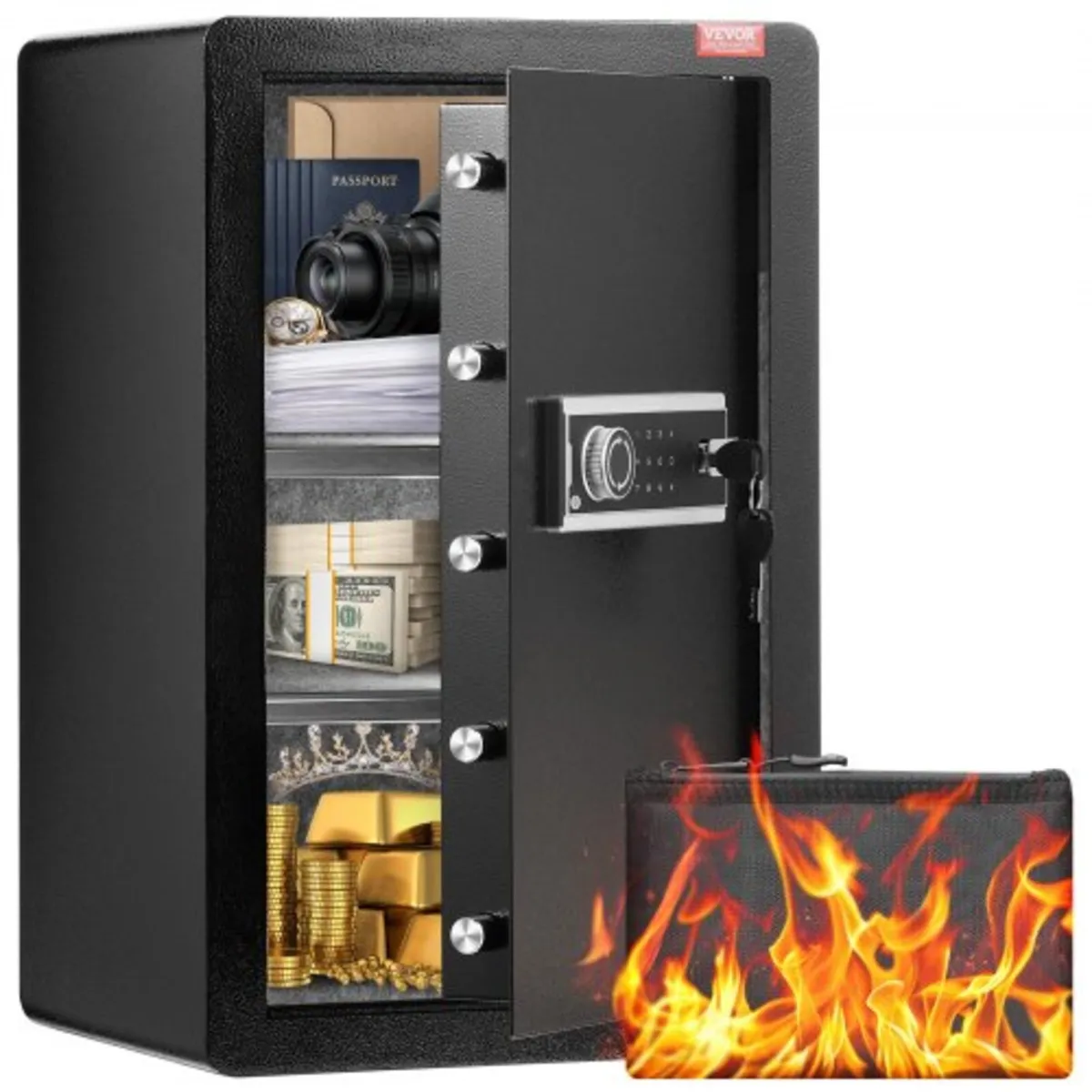 Single Door 3.5 cu.ft Safe Box with Key Lock & Pas - Image 1
