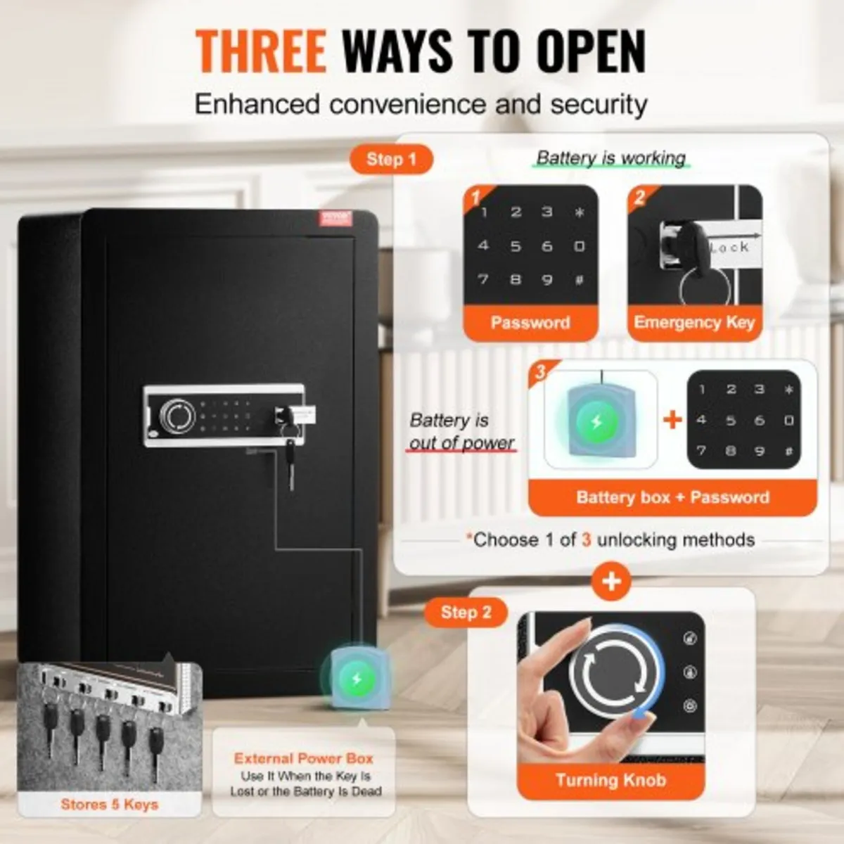 Single Door 3.5 cu.ft Safe Box with Key Lock & Pas - Image 3