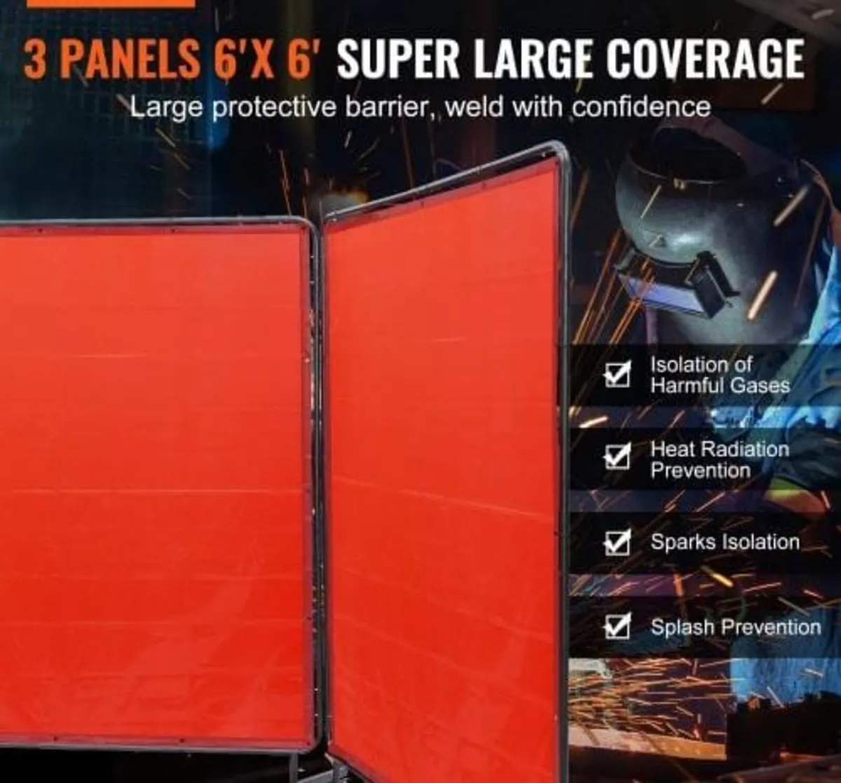 Welding Screen with Frame, 1.8 x 1.8 m 3 Panel Wel - Image 2