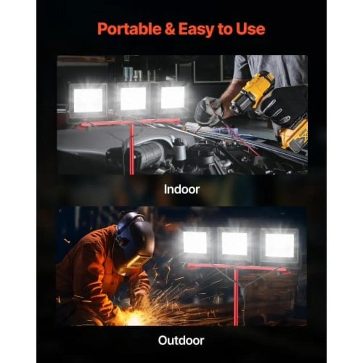 LED Work Light with Stand, 21000 Lumens, Three-Hea - Image 4