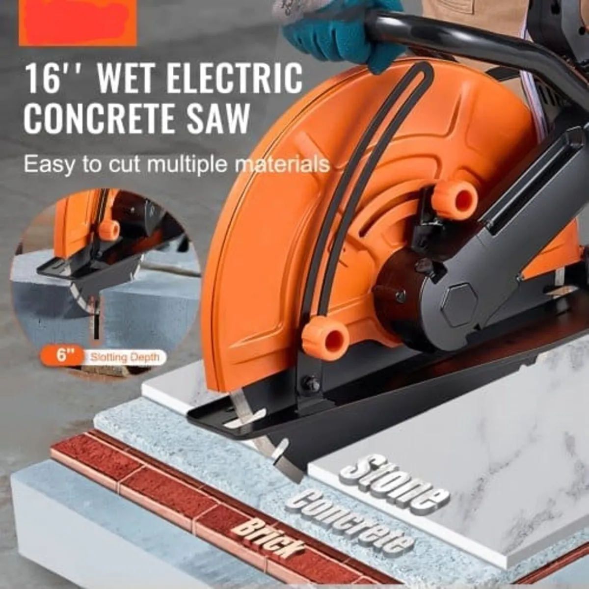 16"/40.6 cm Electric Concrete Saw Wet/Dry Saw Cutt - Image 3