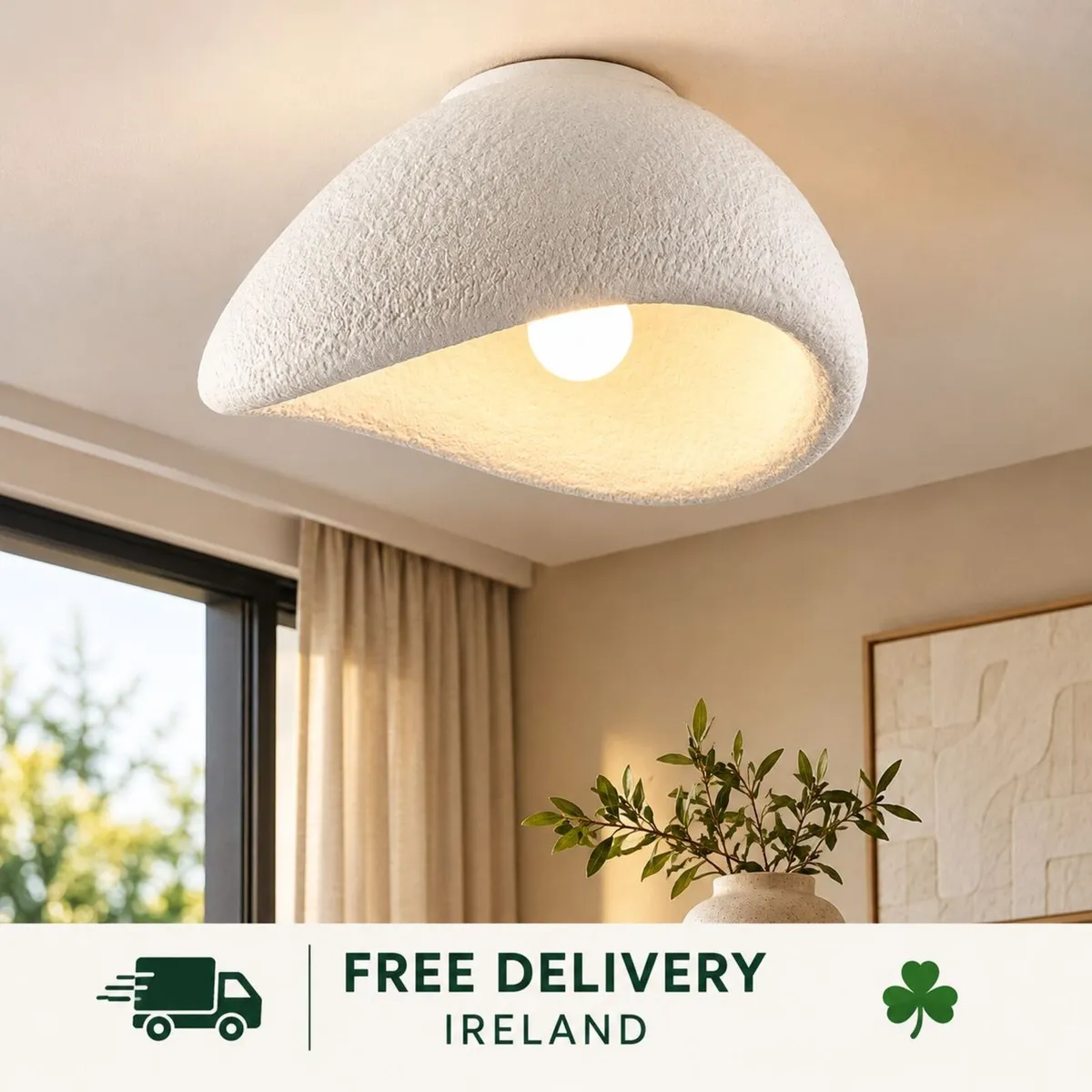 Wabi Sabi Ceiling Light White Stone Effect 38cm Mo - Image 1