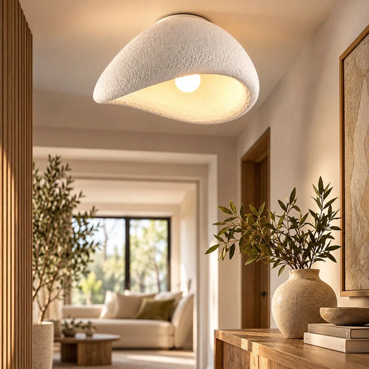 Wabi Sabi Ceiling Light White Stone Effect 38cm Mo - Image 2