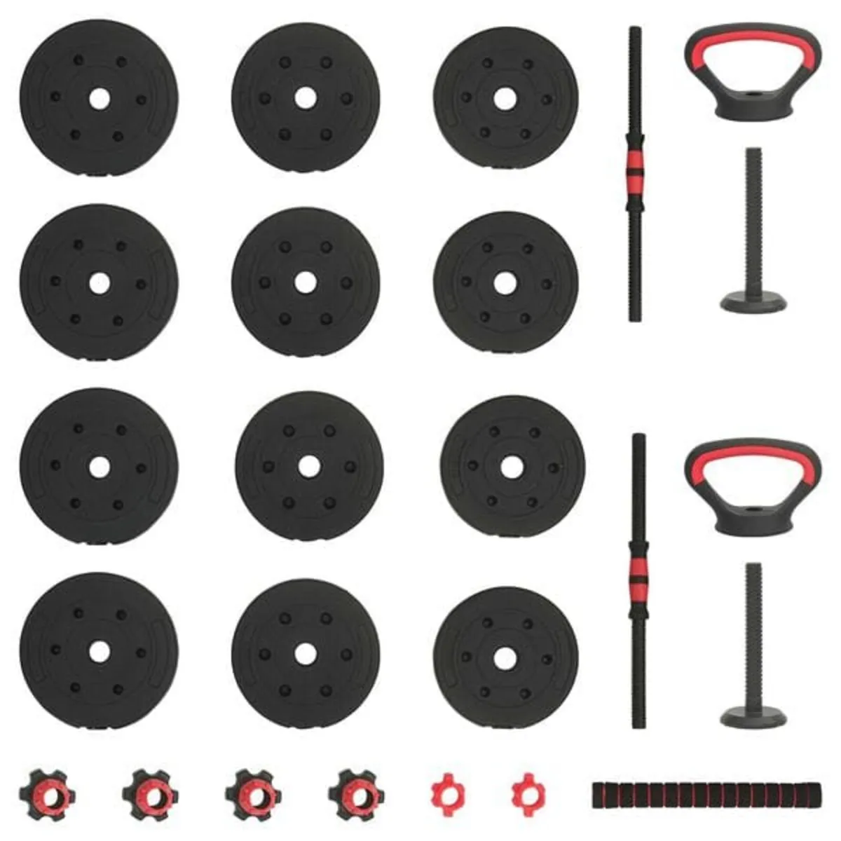 4-in-1 Dumbbell Barbell Kettlebell Set 20 kg Black - Image 2