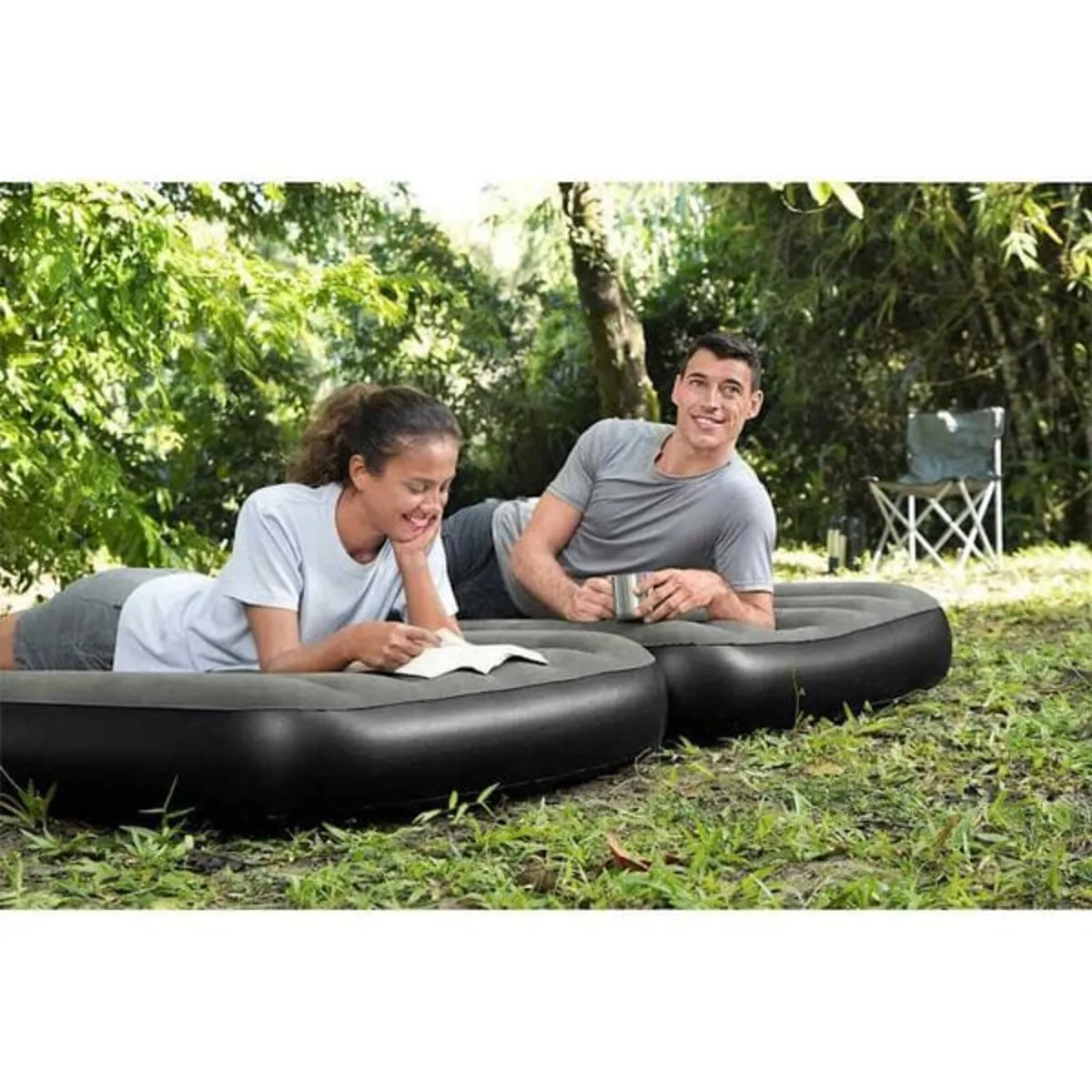 3-in-1 Inflatable Airbed Black and Grey 188x99x25 - Image 4
