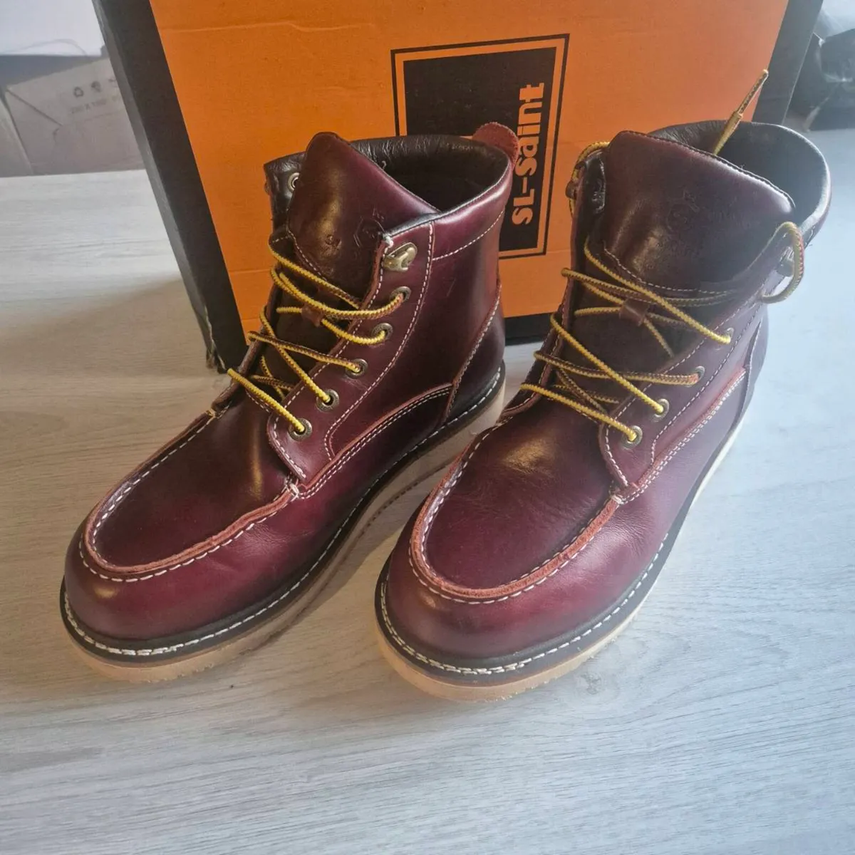 Men's Leather Moc Toe Boots, UK 8.5, UK 42.5 - Image 1