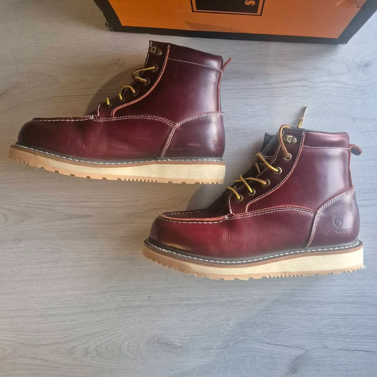 Men's Leather Moc Toe Boots, UK 8.5, UK 42.5 - Image 3