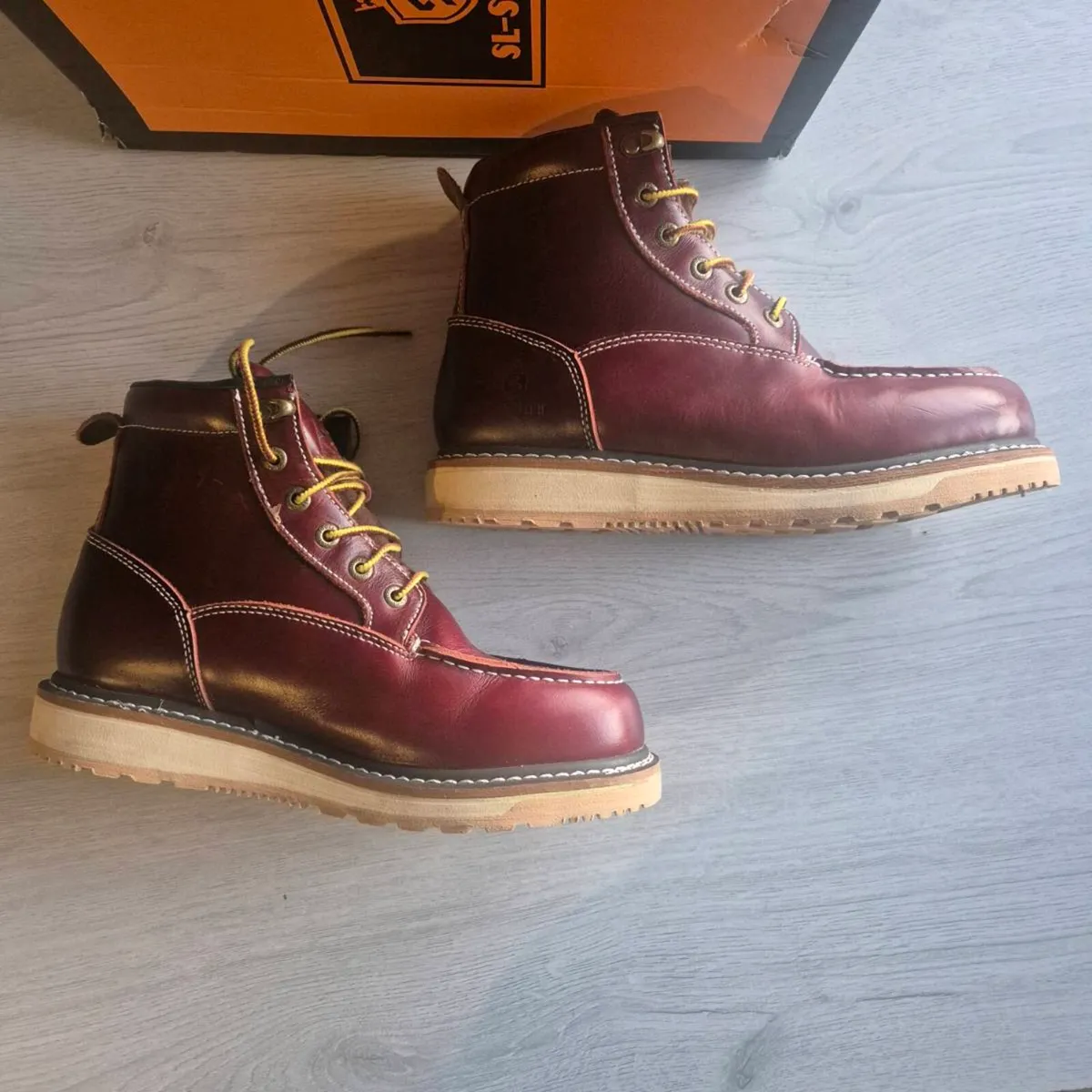 Men's Leather Moc Toe Boots, UK 8.5, UK 42.5 - Image 4