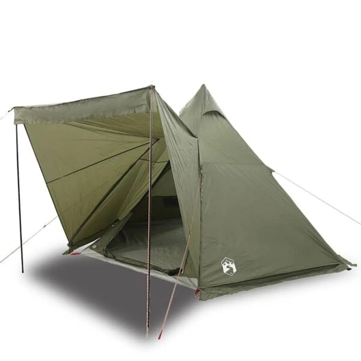 Family Tent Tipi 6-Person Olive Green Waterproof - Image 1