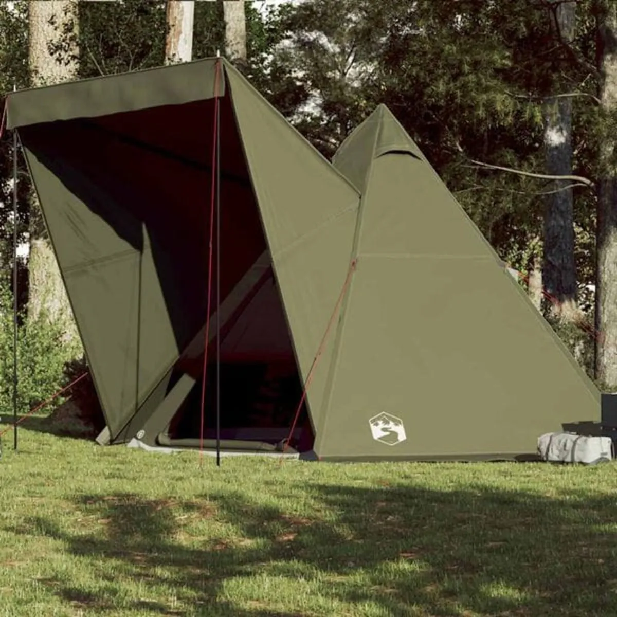 Family Tent Tipi 6-Person Olive Green Waterproof - Image 3