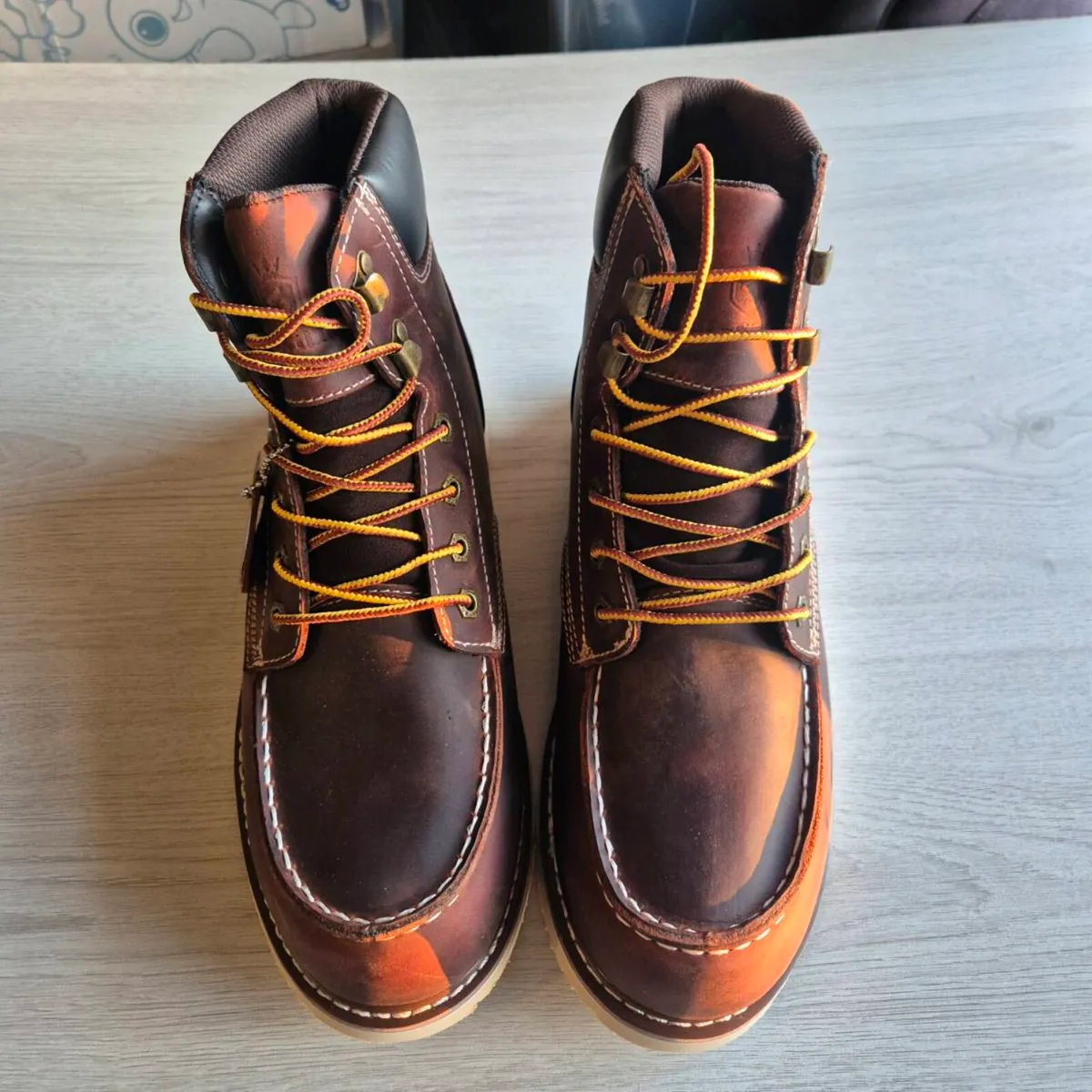 Leather Moc Toe Boots, UK 10.5 EU 45.5 - Image 2
