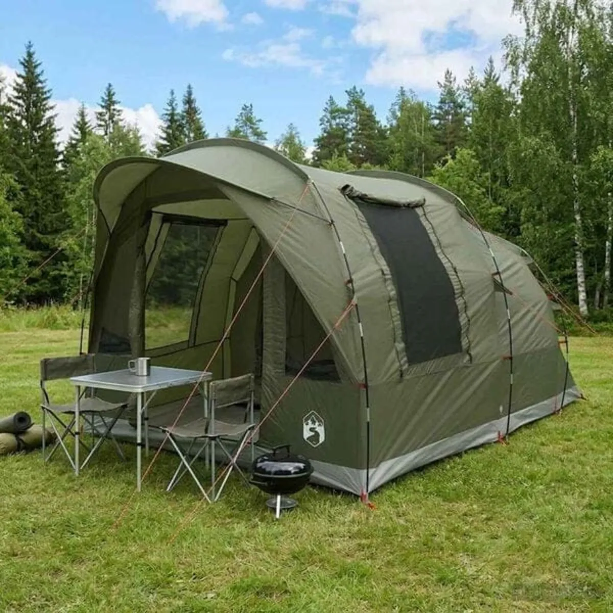 Tunnel Tent 3-Person Olive Green Polyester and Ste - Image 3