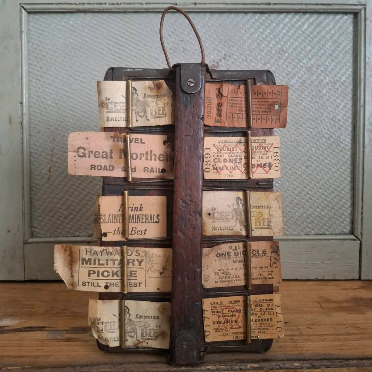 1920s Irish Railway Conductor Ticket Rack Holder - Image 1